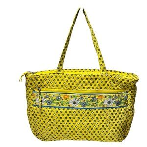 Quilted Shoulder Handbag Yellow And Blue Floral
